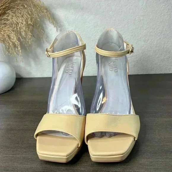 Franco Sarto Women Dima Heeled Sandals Size 11M Beige Leather Ankle Strap - Picture 6 of 15